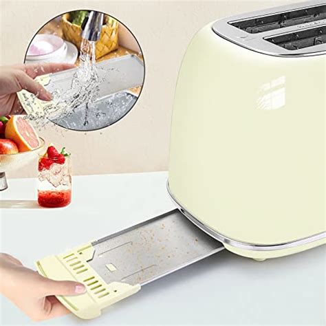 Toasters 2 Slice Retro Stainless Steel Toasters with Bagel, Cancel, Defrost Function and 6 Bread ...