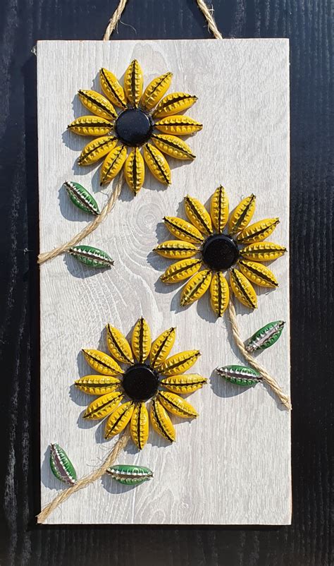 Handcrafted Beer Cap Sunflowers