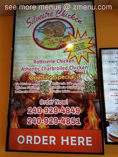 Online Menu of Silvestre Chicken Restaurant, Bowie, Maryland, 20720 - Zmenu