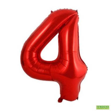 34" Red Number 4 - Foil Balloon | Balloon Warehouse™