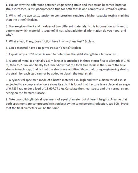 Solved Explain why the difference between engineering strain | Chegg.com