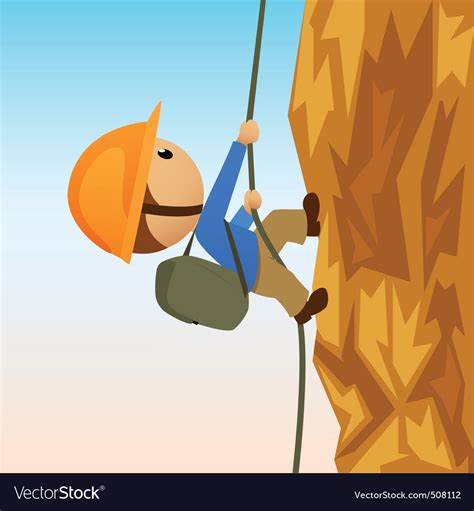 Cartoon rock climber on vertical cliffside Vector Image