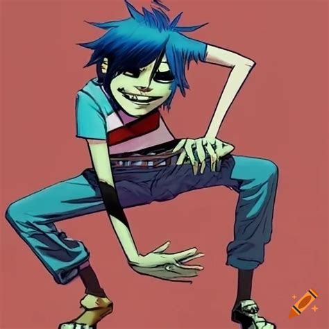 2d and noodle from gorillaz posing