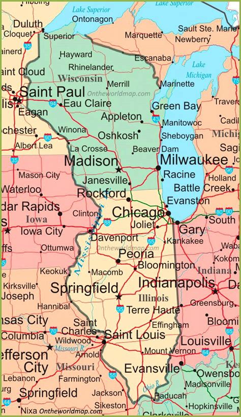 Map Wisconsin And Illinois - London Top Attractions Map