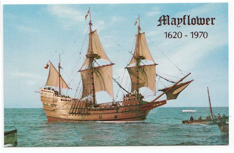 Mayflower Pilgrim Fathers Sailing Ship Commemorative Postcard 21276 on ...