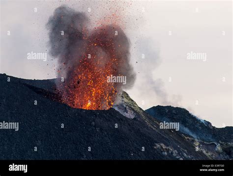 Volcanic eruption at Stromboli volcano, Eolian Islands: strombolian ...