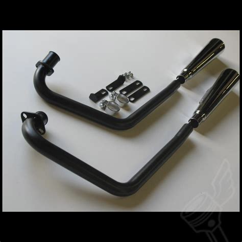 Black & Chrome Honda CB350 2-into-2 Exhaust | Honda CB350 Exhaust System Muffler | Vintage cafe ...