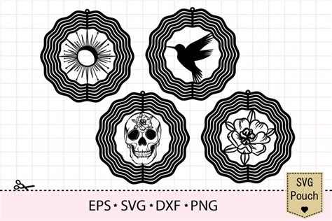 Wind Spinner SVG Hanging Template | Hummingbird and flower