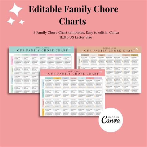 Editable Family Chore Chart Family Planner Printable - Etsy
