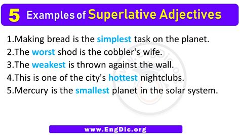 5 Examples of Superlative Adjectives in Sentences - EngDic