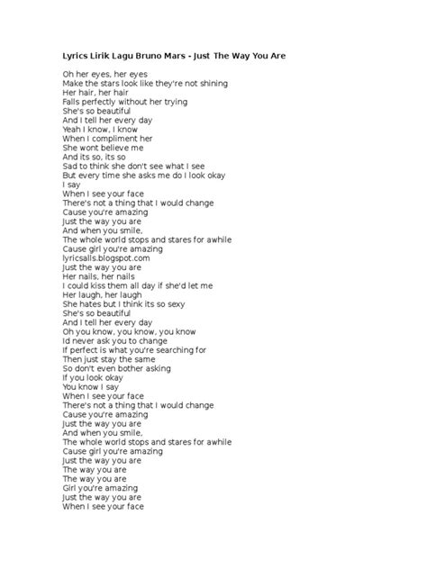 Lyrics Lirik Lagu Bruno Mars | Songs Written | Leisure