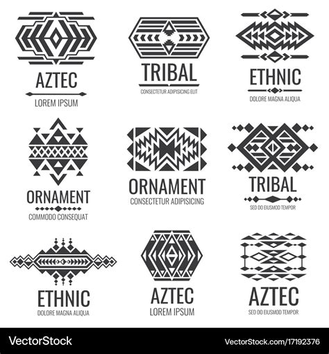 Mexican aztec symbols vintage tribal Royalty Free Vector