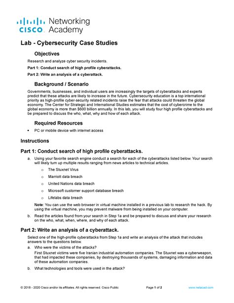 1.1.6 Lab - Cybersecurity Case Studies - Lab - Cybersecurity Case ...