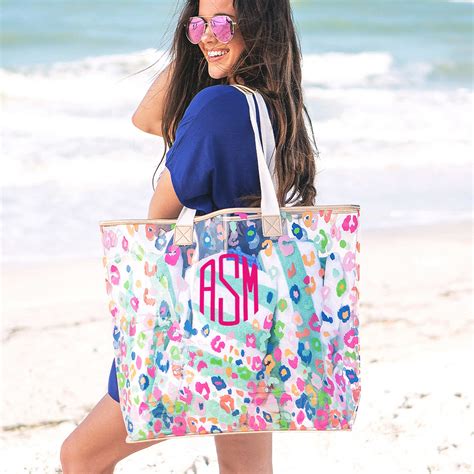 Monogrammed Large Beach Bag Multi-Color - Marleylilly