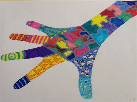 5th grade art class webelos - maybe fill in hand shape with construction paper collage | 5th ...