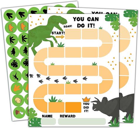 Amazon.com : 10 Dinosaur Reward Chart with 216 Round Stickers, Incentive Behavior Chart for Kids ...