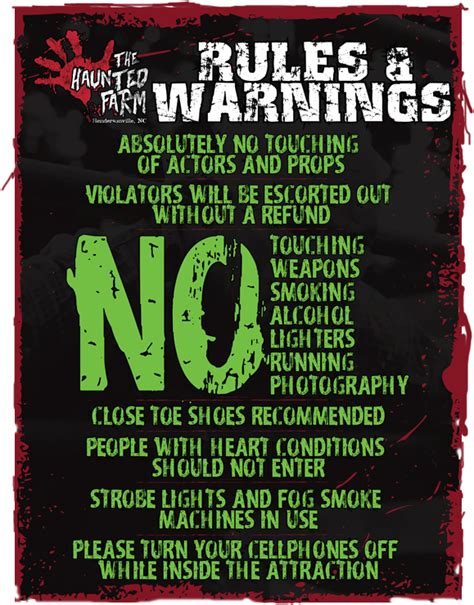 Warning & Disclaimers | North Carolina's Scariest Halloween Attraction