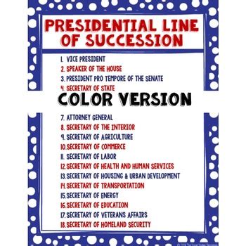 Presidential Line of Succession Posters (FREE!) by The Social Studies Emporium