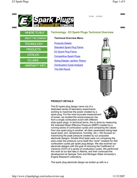 E3 Spark Plugs Technical Overview