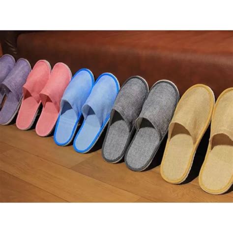 Hemp Simple Slippers Men Women Hotel Travel Spa Portable Folding House ...