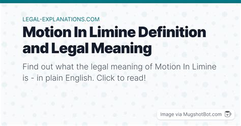 Motion In Limine Definition - What Does Motion In Limine Mean?