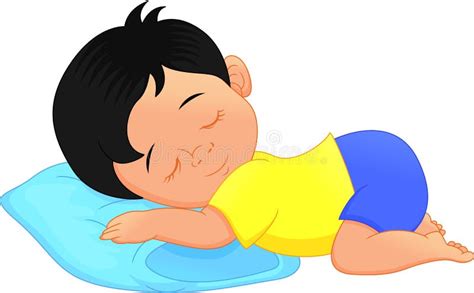 Niño Pequeño Lindo Que Duerme En Un Ejemplo Del Vector Del Personaje De Dibujos Animados De La ...