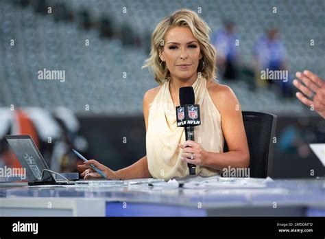 NFL Network host Colleen Wolfe on the sideline set before an NFL football game, Thursday, Sept ...