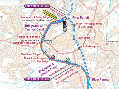 Bridgwater & Taunton Canal and Grand Western Canal Maps - Waterway Routes