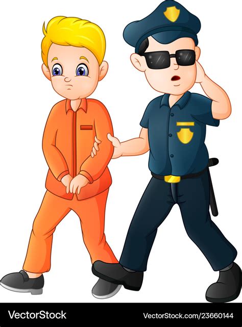 Cartoon police officer with a prisoner Royalty Free Vector