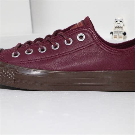 Converse | Shoes | Converse Dark Burgundy Leather All Star Low Tops ...