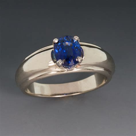 14K White Gold Ring w/Blue Sapphire