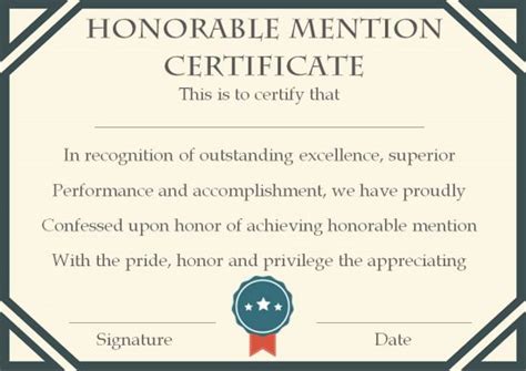 Honorable Mention Certificate - 10 Free Templates ( Use Them Now ...