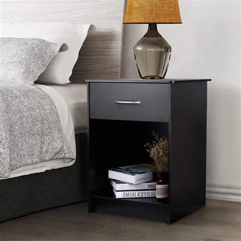 Winado Nightstand Bedside Table Storage Cabinet with Drawer for Bedroom Elegent Black - Walmart.com