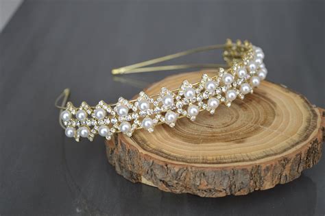 Gold Rhinestone Wedding Tiara Gold Bridal Tiara Gold - Etsy