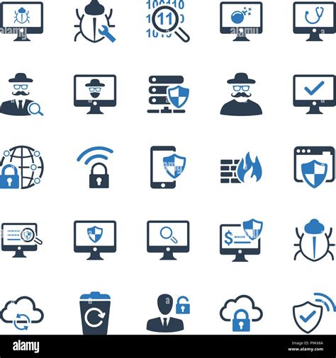 Beautiful, Meticulously Designed Cyber Security Icons - Blue Version Stock Vector Image & Art ...