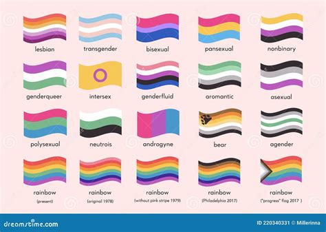 Drapeaux De Fierté D'identité Sexuelle. Jeu De Symboles Lgbt. Infographie De La Diversité ...