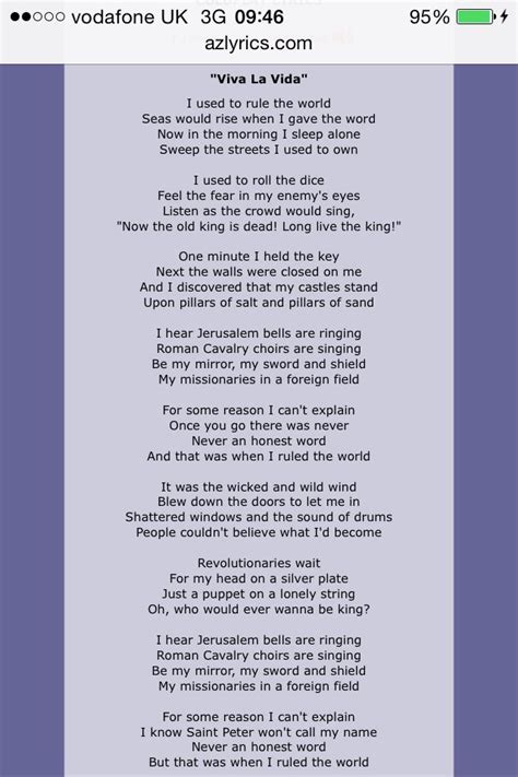 Viva La Vida Coldplay Lyric - LYRICSD