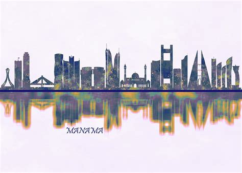 Manama Skyline Painting by NextWay Art - Pixels