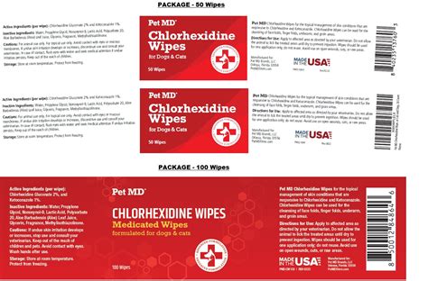 Pet MD Chlorhexidine Wipes - Pet MD Brands, LLC: Veterinary Package Insert