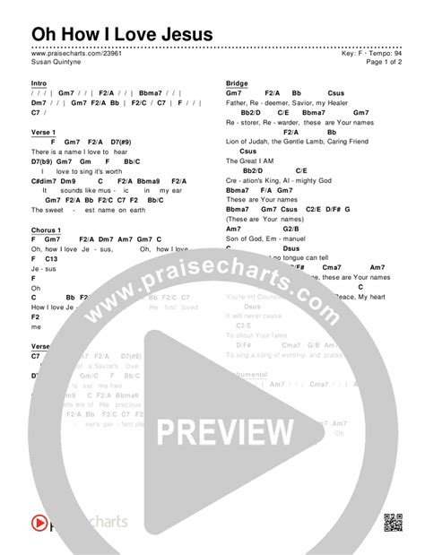 Oh How I Love Jesus Chords PDF (Susan Quintyne) - PraiseCharts