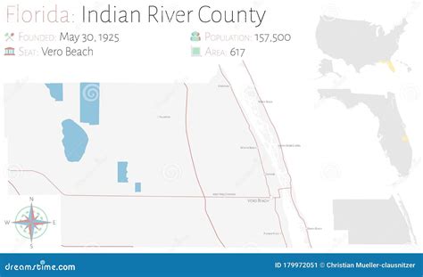 Map of Indian River County in Florida Stock Vector - Illustration of ...