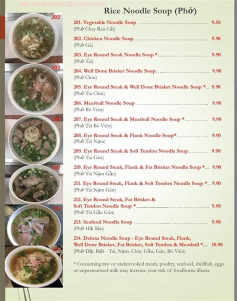 Menu at Vietnam Kitchen restaurant, Fayetteville