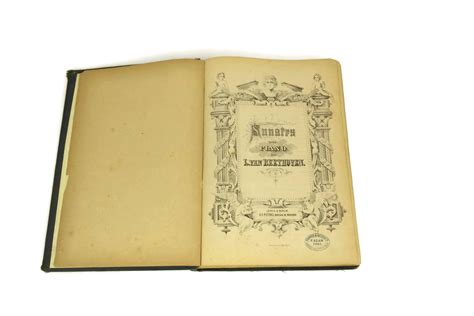 Antique Music Sheet Book of Beethoven's Piano Sonatas. Classical Music Book.