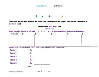 math calculation game by Don't Reinvent | Teachers Pay Teachers