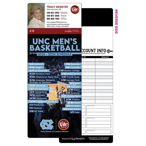 Allen Tate Basketball Schedule Magnet | Standard 3.5x8.75 | 1-Team