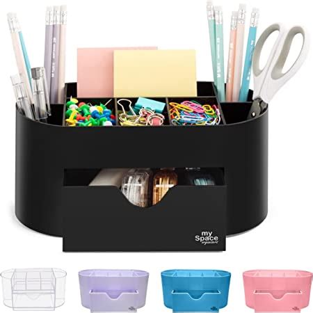 Amazon.com: Desk Organizer Acrylic for Office Supplies and Desk Accessories Pen Holder Black ...