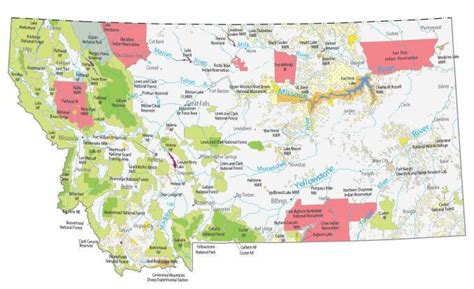 Montana State Map - Places and Landmarks - GIS Geography