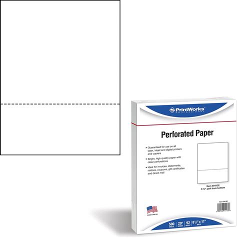 Amazon.com : NextDayLabels - Pack of 500 Sheets, 8-1/2 x 11" Letter Size Perforated Paper (White ...