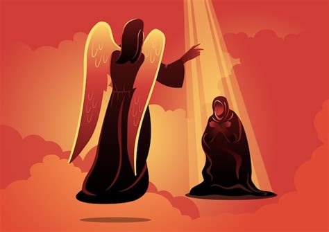 Premium Vector | An illustration of angel visits mary. the annunciation to the blessed virgin ...