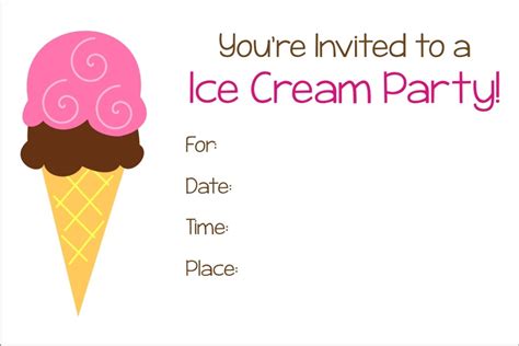 Ice Cream Party Free Printable Invitation Personalized Party Invites